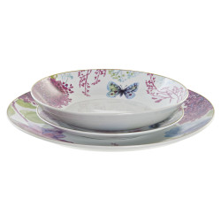 Dinnerware Set DKD Home Decor Blue White Green Pink Porcelain Butterfly 18 Pieces