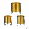 Set of Planters Black Golden Metal (4 Units)