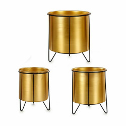 Set of Planters Black Golden Metal (4 Units)