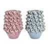 Vase DKD Home Decor Flower Pink Turquoise 18 x 18 x 27 cm Stoneware 20 x 20 x 27 cm Mediterranean (2 Units)