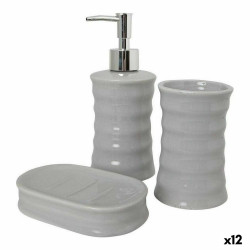 Bath Set Waves Ceramic Grey Metal (12 Units)