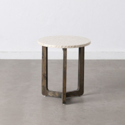 Side table Beige Brown Mother of pearl 40 x 40 x 45 cm MDF Wood