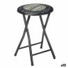 Folding Stool Quality Black Grey PVC Metal 30 x 30 x 45 cm (10 Units)