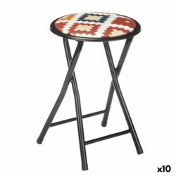 Folding Stool Boho Chic Black PVC Metal 30 x 30 x 45 cm (10 Units)