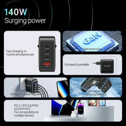 Wall Charger Vention FEIB0-EU Black 140 W