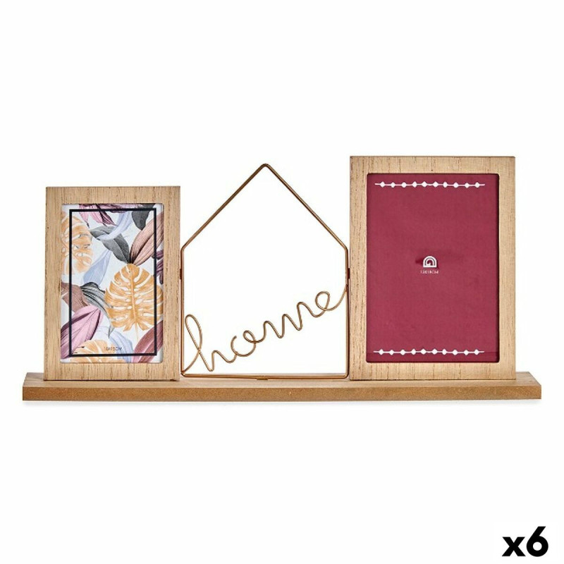 Photo frame Home Brown Wood Metal 6 x 21,5 x 46 cm (6 Units)