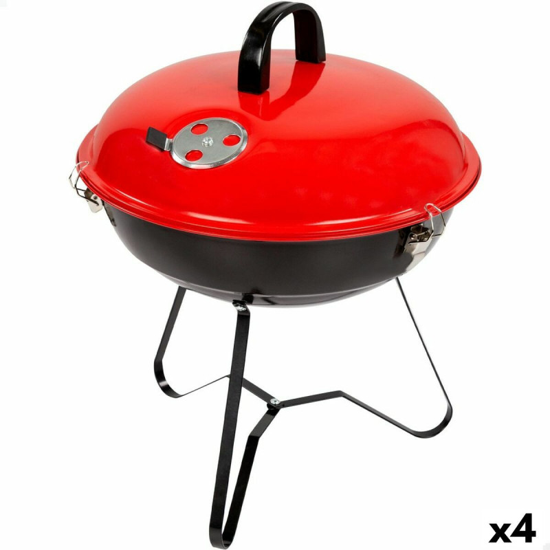 Barbecue Portable Aktive Enamelled Metal Ø 36 cm 36 x 44 x 36 cm (4 Units) Red