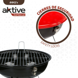 Barbecue Portable Aktive Enamelled Metal Ø 36 cm 36 x 44 x 36 cm (4 Units) Red