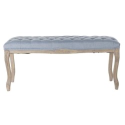 Bench DKD Home Decor   Blue Polyester Rubber wood Light brown (110 x 37 x 48 cm)