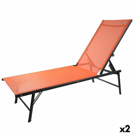 Reclining lounder Aktive Orange 180 x 35 x 49 cm (2 Units)