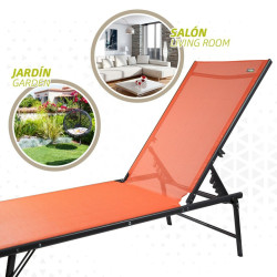 Reclining lounder Aktive Orange 180 x 35 x 49 cm (2 Units)