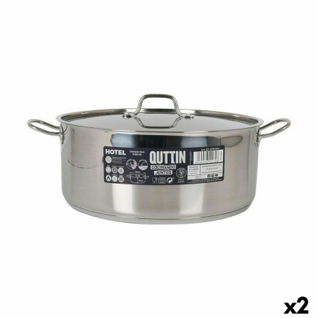 Casserole with lid Quttin Hotel Steel ø 34 x 13 cm (2 Units)