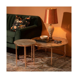 Side table Crystal Golden Metal 42 x 42 x 46 cm