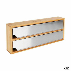 Kitchen Paper Holder Quttin Bamboo Aluminium 33,5 x 13 x 5,5 cm (12 Units)