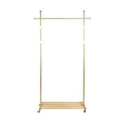 Coat Stand with Wheels DKD Home Decor Golden Metal (100 x 35 x 172 cm)