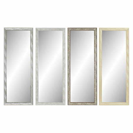 Wall mirror DKD Home Decor 36 x 2 x 95,5 cm Crystal Natural Grey Brown White polystyrene Tropical Leaf of a plant (4 Pieces)