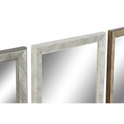 Wall mirror DKD Home Decor 36 x 2 x 95,5 cm Crystal Natural Grey Brown White polystyrene Tropical Leaf of a plant (4 Pieces)