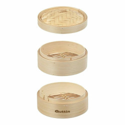 Food Steamer Quttin 2 levels Bamboo 24 x 15 cm (8 Units) (23-21 x 15.5 cm)