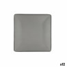 Flat Plate Bidasoa Gio Grey Plastic 21,5 x 21,5 cm (12 Units)