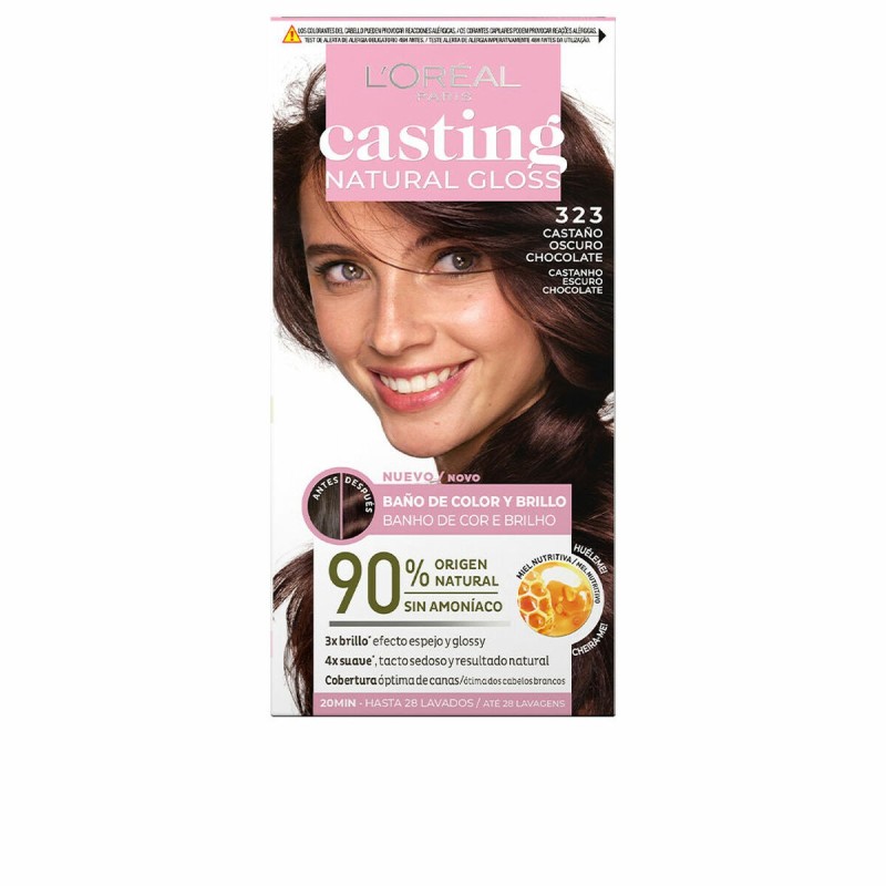 Semi-permanent Colourant L'Oreal Make Up Casting Natural Gloss Ammonia-free Nº 323-castaño oscuro chocolate (180 ml)