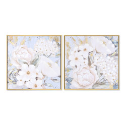 Painting DKD Home Decor Flowers Romantic 60 x 3,5 x 60 cm (2 Units)