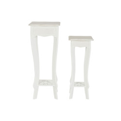 Set of 2 tables DKD Home Decor White Light brown 30 x 30 x 76,5 cm