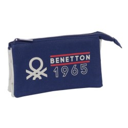 Triple Carry-all Benetton Varsity Grey Navy Blue 22 x 12 x 3 cm