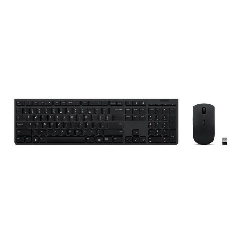 Keyboard and Wireless Mouse Lenovo SLIM COMBO II ES MC00011728 Black Spanish Qwerty