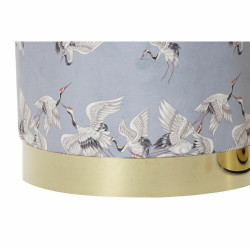 Footrest DKD Home Decor 32 x 32 x 38 cm Grey Golden Metal Bird Oriental Mustard (2 Units)