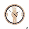 Wall Clock Black Metal MDF Wood 60 x 60 x 4,5 cm (4 Units)