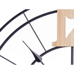 Wall Clock Black Metal MDF Wood 60 x 60 x 5 cm (4 Units)