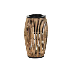 Planter DKD Home Decor Natural Black Metal Rattan (31 x 31 x 55 cm)