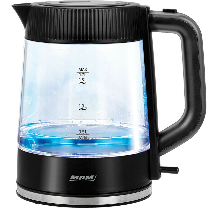 Kettle Mpm MCZ-117 Black Transparent Glass 2200 W 1,7 L