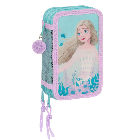 Triple Pencil Case Frozen Hello spring Light Blue 12.5 x 19.5 x 5.5 cm (36 Pieces)