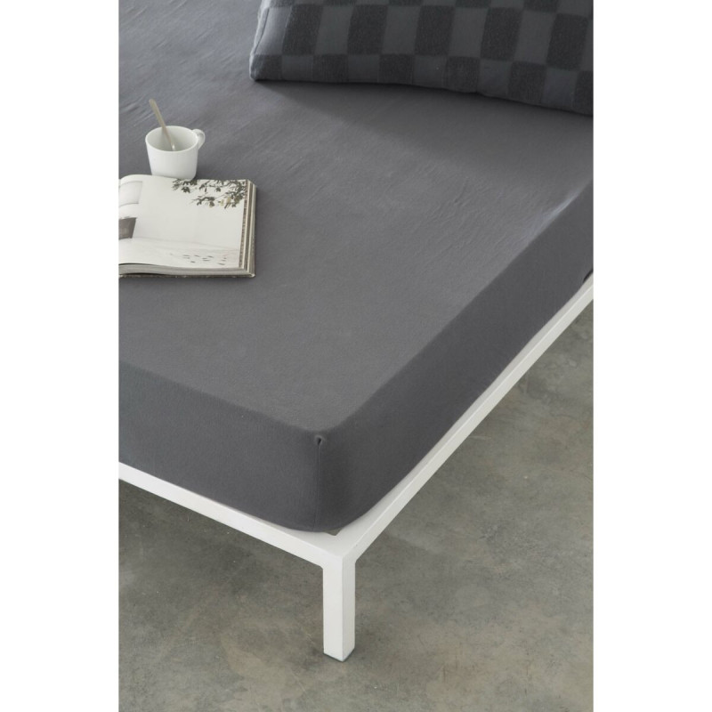 Fitted bottom sheet Naturals ELBA Dark grey 150 x 200 (King size)