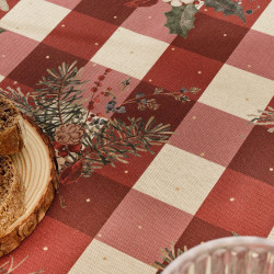 Stain-proof tablecloth Belum Christmas Mistletoe Red Green Linen 100 x 155 cm