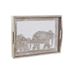 Snack tray DKD Home Decor Engraving 40,5 x 30,5 x 7 cm Elephant Brown Indian Man