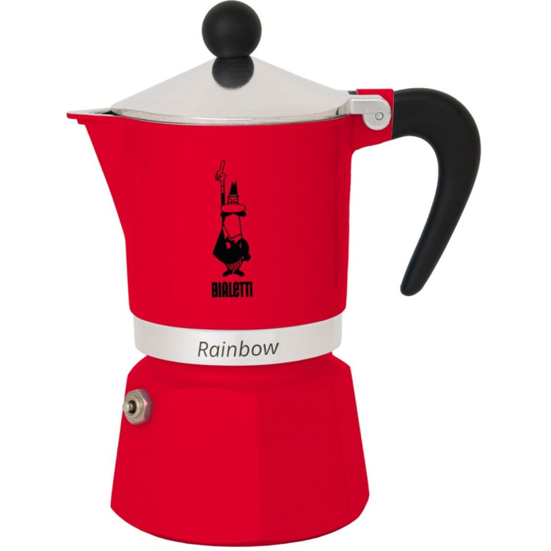 Italian Coffee Pot Bialetti Rainbow Red Metal Aluminium 60 ml