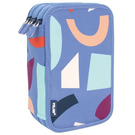 Triple Pencil Case Milan Animals Blue 19,5 x 13 x 7,5 cm