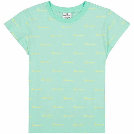 Women’s Short Sleeve T-Shirt Crewneck Champion  Croptop Aquamarine