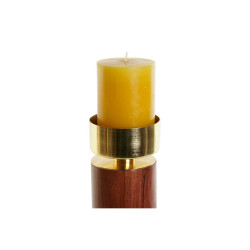 Candleholder Home ESPRIT Brown Golden Aluminium Acacia 8 x 8 x 27 cm