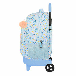 School Rucksack with Wheels Moos Lovely Blue 33 X 45 X 22 cm