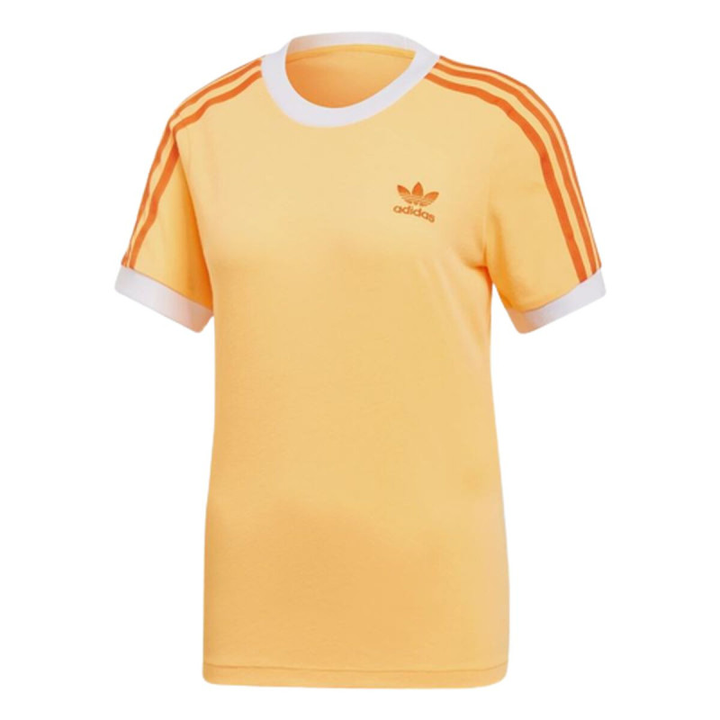 Women’s Short Sleeve T-Shirt Adidas Originals 3 Stripes Orange