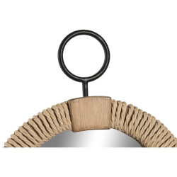 Wall mirror Home ESPRIT Natural Wood Rope Mirror Mediterranean 25 x 3,5 x 33 cm