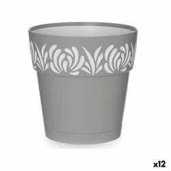 Self-watering flowerpot Stefanplast Gaia Grey 15 x 15 x 15 cm White Plastic (12 Units)