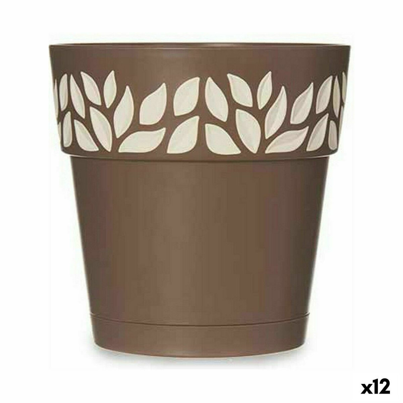 Self-watering flowerpot Stefanplast Cloe Brown Plastic 15 x 15 x 15 cm (12 Units)