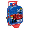 School Rucksack with Wheels Cars Race ready Blue 22 x 27 x 10 cm