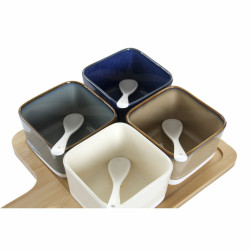 Appetizer Set DKD Home Decor 27 x 20 x 1,3 cm Porcelain Beige Blue Brown Green Modern