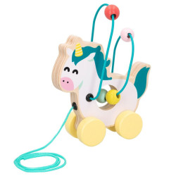 Pull-along toy Mr. Wonderful Unicorn Wood Metal 14 x 19 x 7 cm (6 Units)