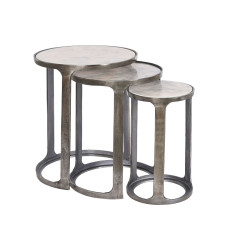 Set of 3 tables Home ESPRIT White Silver 45 x 45 x 56 cm